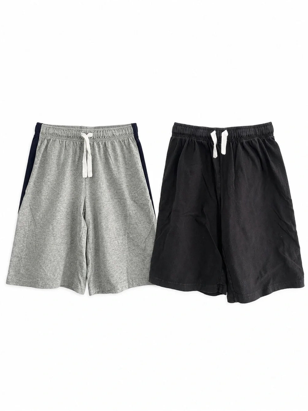 Set of 2 Boys Drawstring Shorts Sweatshorts- Black & Gray XL